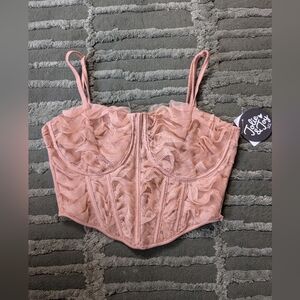 NWT Nude Ruffle Corset Top